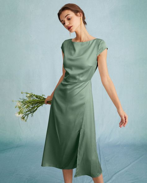 White Cocktail Dress Classy, Sage Green Bridesmaid Dress, Tailored Clothes, Midi Dress Formal, White Cocktail Dress, White Midi, Women Formals, Midi Sheath Dress, Black White Dress