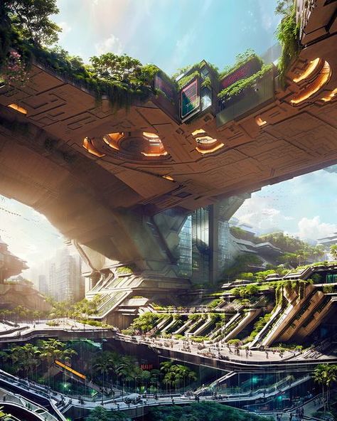 Utopian Society, Sci Fi Architecture, Credit Suisse, Eco City, Futuristic City, Future City, Science Fiction Art, City Design, 판타지 아트