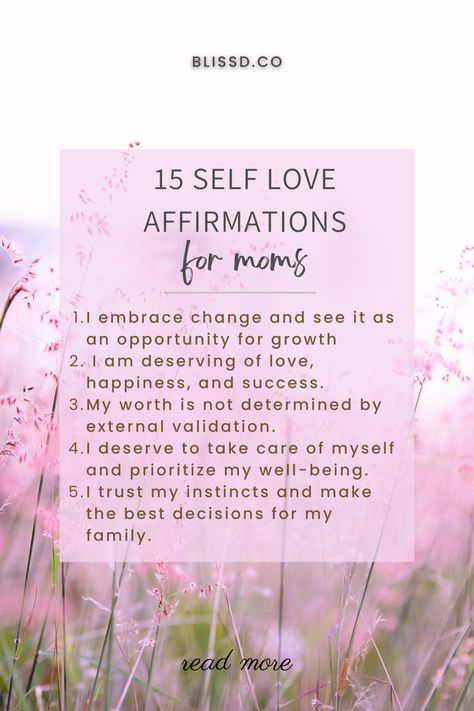 There's power in affirmations! The key to making them work is to choose affirmations that you resonate with to truly allow them to absorb into your subconscious. Tap to read our 15 self-love affirmations for moms and women.   Positive Affirmations | Daily Affirmations | Self Love Affirmations | Affirmations for Women | Affirmations for Moms Parenting Affirmations, Mom Affirmations, Women Affirmations, Family Gratitude, When You Believe, Affirmations For Women, I Am Worthy, Embrace Change, I Am Blessed