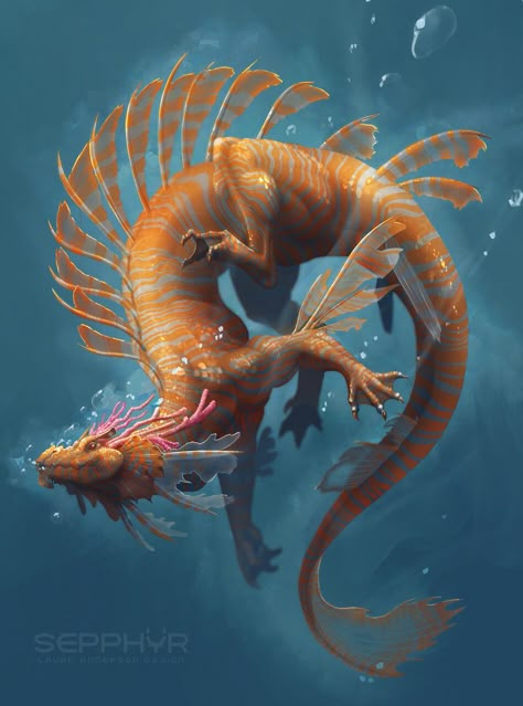 Sea Dragon Fantasy Art, Aquatic Creatures Fantasy Art, Aquatic Dragon Art, Water Dragon Fantasy Art, Fantasy Water Dragon, Dragon Swimming, Sea Dragon Concept Art, Underwater Dragon, Dragon Made Of Water