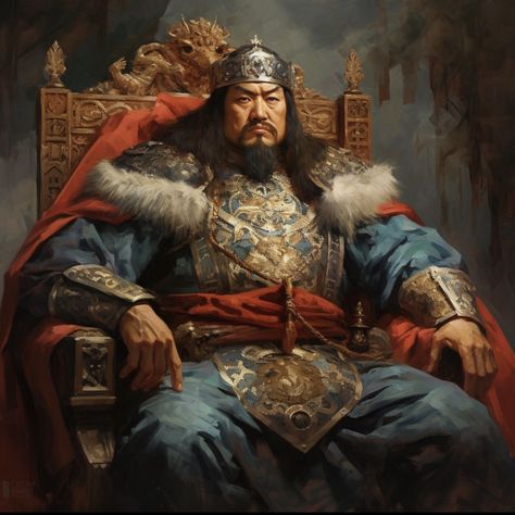 Genghis Khan Art, Leader Tattoo, Chingis Khan, Mongolian Painting, Gengis Kan, Ghengis Khan, Mongol Art, Mongolian Empire, Mongol Empire