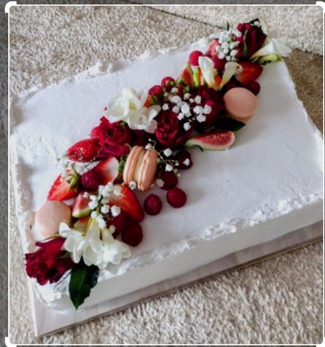 Sheet Cake With Real Flowers, Sheet Cake Wedding Cakes, Wedding Sheet Cake Designs, Sheet Cakes Decorated, Carrot Cake Decoration, Wedding Sheet Cakes, Boozy Cupcakes, Teapot Cake, Sheet Cake Designs