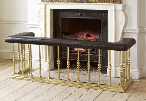 Fireplace Fenders  - HouseBeautiful.com Victorian Fireplace Mantels, Fireplace Guard, Fireplace Fender, Victorian Fireplace, Antique Fireplace, English Country House, Fireplace Accessories, Fireplace Mantels, Upholstered Seating