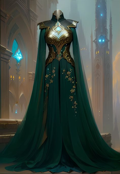 Formal Fantasy Dress, Green Queen Dresses, Armor Ballgown, Sarah Fantasy Gown, Asgardian Dress Green, Got Dresses Style, Fantasy Dress Armor, Fanstay Clothes, Elvin Dresses