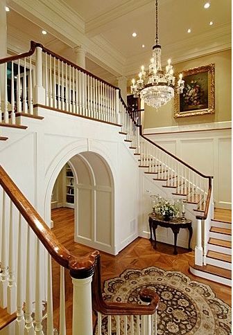 Arc Doorway, Arch Passage, Stairs For Small Spaces, House Entry, Double Staircase, Home Building Tips, Entry Decor, Fun House, Smart Home Design