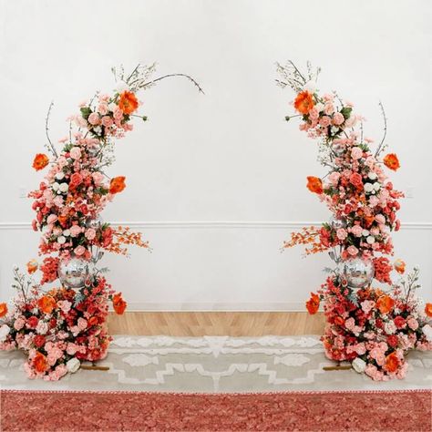 Flower Arch Decor, Half Crescent Moon, Moon Arch, Party Decorations Table, Arch Decor, White Rose Flower, Flower Arch, Wedding Vows Renewal, Wedding Vow