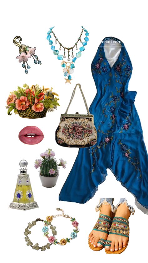 Eclectic outfit inspo, turquoise outfit, turquoise and gold outfit, floral outfit Eclectic Outfit, Turquoise Outfit, Turquoise Clothes, Eclectic Outfits, Princess Outfit, Gold Outfit, Turquoise And Gold, Princess Outfits, Floral Outfit