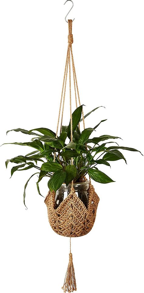 Shappy Macrame Plant Hangers Jute Crochet Plant Boho Plant Hanger Large Hanging Wall Plants with 1 S Shaped Hooks for Indoor Outdoor Home Decorations Fence Planters Plant Flower Pots Boho Planters Indoor, Boho Plant Hanger, Wall Plants, Crochet Plant Hanger, Fence Planters, Living Interior Design, Crochet Plant, Living Interior, Macrame Hanging