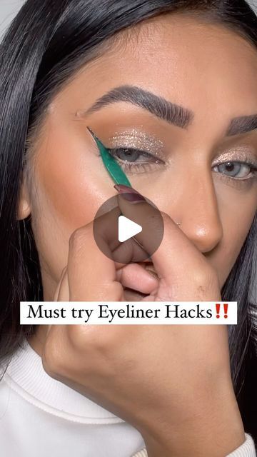 Rashna Kutwaroo on Instagram: "Which eyeliner hack would you like to try? If you’ve tried both which one is your favourite?! Let me know🤍 . . #eyeliner #wingedliner #wingedeyeliner #eyelinerhacks #eyelinerhack #easyliner #eyelinerideas #wingedeyeliner #linerhacks #makeupforbeginners #makeuptips #makeuphacks #makeuptricks" Feline Flick Eyeliner, Wing Eyeliner Tutorial For Beginners, Kitten Flick Eyeliner, How To Make A Cat Eye With Eyeliner, How To Do Eyeliner Wings, Eyeliner For Big Eyes Simple, How To Do Black Eyeliner, Diy Liquid Eyeliner, How To Put Liner On Eyes