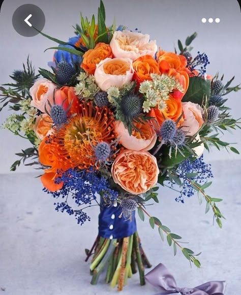 Wedding Bouquets Bright, White Jeans For Men, Corsage Groom, Nice Words, Orange Bouquets, Orange Wedding Flowers, Words Beautiful, Special Style, Blue Bouquet