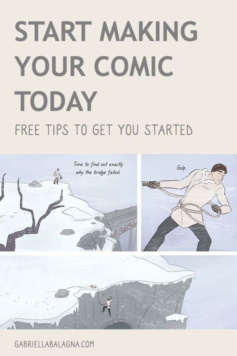 Start making your comic today with my free guide to making webcomics. Learn about monetization, platforms and publishers, how to draw pages, and more. | Webcomic, graphic novel, how to make comics, comic tutorial, how to draw comics, speech bubbles, panels, pacing, comic script, Webtoon, Tapas, Hiveworks, Spiderforest, motivation, creator, canvas, format, style. Webcomic Tutorial, How To Draw Comics, Comic Book Writing, Make A Comic Book, Comic Script, Draw Comics, Comic Book Layout, Comic Tutorial, Comic Book Art Style