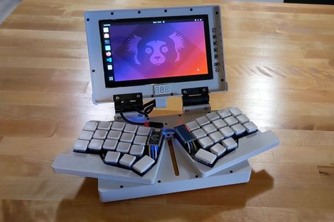 Chocolate Keyboard, Folding Keyboard, Ergonomic Keyboard, Computer Projects, Diy Laptop, Portable Computer, Pi Projects, Small Laptop, Touch Screen Display