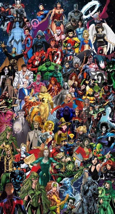 Marvel Dc Comics Wallpaper, Marvel Vs Dc Wallpapers, Marvel X Dc Crossover, All Dc Characters, Dc And Marvel Crossover Art, Dc Marvel Crossover, Dc Comics Wallpaper Iphone, Dc Vs Marvel, Dc Crossover