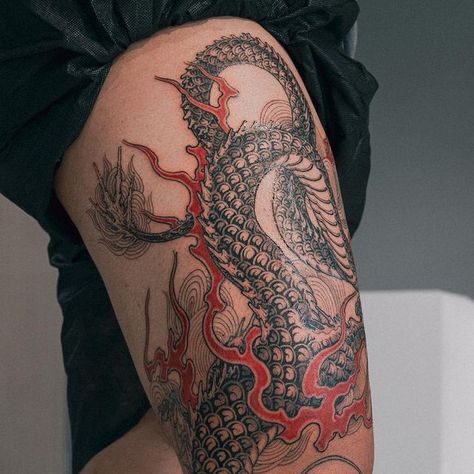 Tattoo • Instagram Korean Dragon Tattoo, Korean Dragon, Korea Tattoo, Korean Tattoos, Tattoo Instagram, Strength Tattoo, Dragon Tattoo, The Whole, Thank You