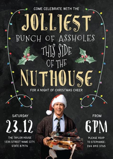 Griswold Christmas Party, Funny Christmas Party Invitations, Christmas Vacation Party, Christmas Invite, Christmas Party Invite, Adult Christmas Party, Griswold Family Christmas, Jolliest Bunch, Griswold Christmas