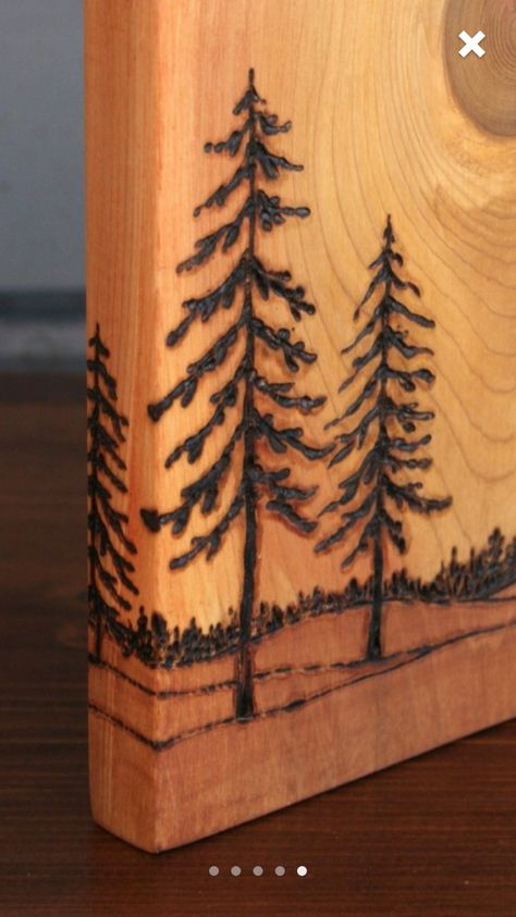 . Wood Burning Trees And Mountains, Wood Burn Tree Design, Wood Burning Pine Trees, Wood Burning Tree Patterns, Wood Burning Designs For Beginners, Wood Burning Trees, Wood Burning Easy, Nature Wood Burning, Tree Wood Burning