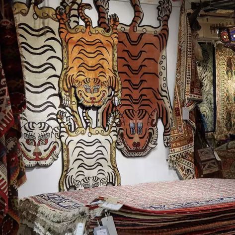 Tibetan Tiger, House Of Hackney, Carpet Cleaner Homemade, Tiger Rug, Tibetan Rugs, Tiger Design, Liberty London, Arte Inspo, Tufted Rug