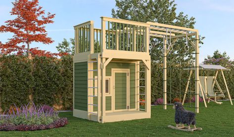 Playhouse Swingset, Diy Playhouse Plans, Playset Plans, Swing Set Plans, Playhouse Plan, Modern Playhouse, Playhouse Plans, Diy Playhouse, Backyard Playhouse