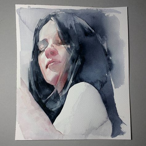 6,113 Likes, 26 Comments - Nick Runge (@nickvrunge) on Instagram: “6/14/2017 watercolor  8x10" on arches cold press  sold  #watercolor #art #painting #fineart…” Nick Runge, Western Gothic, Watercolor Workshop, Fine Art Portraiture, Women Painting, Watercolor Portrait, Drawings Simple, Night Painting, Watercolor Sketch