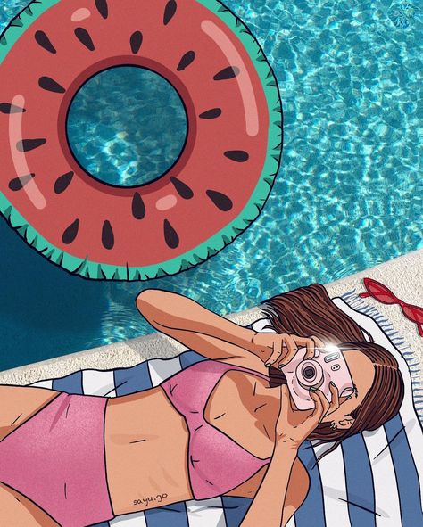 Pool Floats, Cute Illustration, Pool Float, Cool Photos, Floating, Pool, Art Prints, Outdoor Decor, Drawings