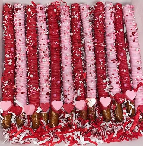 View Valentines by DelightsbyK on Etsy Chocolate Covered Pretzels Valentines, Chocolate Dipped Pretzel Rods, Dipped Treats, Dipped Pretzel Rods, Valentine's Day Chocolate, Dipped Pretzels, Heart Chocolate, Valentines Party Decor, Chocolate Dipped Pretzels