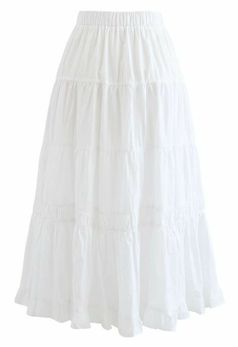 White Flowy Skirt, White Skirt Outfits, White Long Skirt, White Maxi Skirts, Thrift Haul, Cotton Midi Skirt, Rock Outfit, Outfits I Would Wear, 자수 디자�인