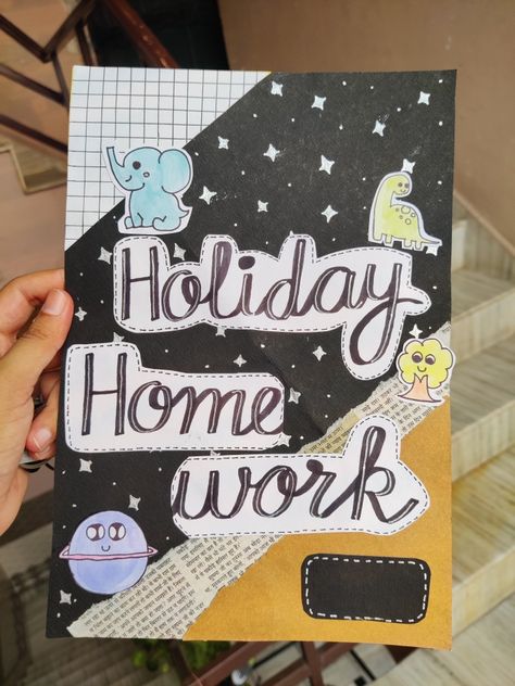 Holiday Homework Cover page Diwali Holiday Homework Front Page, Diwali Homework Front Page Decoration, Holiday Homework Ideas, Holiday Homework Cover Page, Diwali Homework, Homework Cover Page, Diwali Holiday, Holiday Homework, Book Art Projects