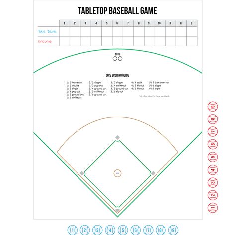 Tabletop Dice Baseball—Keeping America's Pastime Alive - Housewife Eclectic Baseball Dice Game Diy, Diy Dice Games, Pig Dice Game, Crokinole Board, Board Games Diy, Free Games For Kids, Wood Games, Printables Free Kids, Piece Of Paper