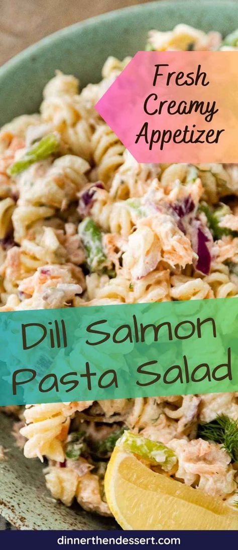 Dill Salmon Pasta Salad is the ultimate refreshing salad with salmon, asparagus, fresh dill, tender pasta, and creamy, zesty lemon dressing. Salmon Pasta Salad Recipes, Salmon Pasta Salad, Pasta Salad Salmon, Salad With Salmon, Salmon Pasta Recipes, Salmon Asparagus, Dill Salmon, Bbq Salmon, Spring Dishes