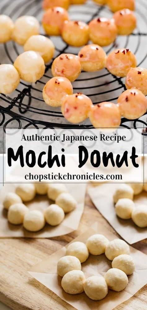 Japanese Food To Make At Home, Mochi Donut Recipe Easy, Japanese Mochi Donut Recipe, Mochi Malasada Recipe, Japanese Donuts Recipe, Baked Mochi Donut Recipe, Mochi Doughnut, Fried Mochi, Mochi Donut Recipe