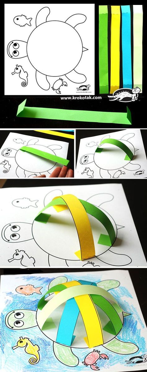 What a super cute craft for small children! And a great way to introduce some underwater creatures! Turtle Crafts, Crafty Kids, Childrens Crafts, Animal Crafts, Preschool Art, Kindergarten Worksheets, Summer Crafts, Toddler Crafts, Art Activities