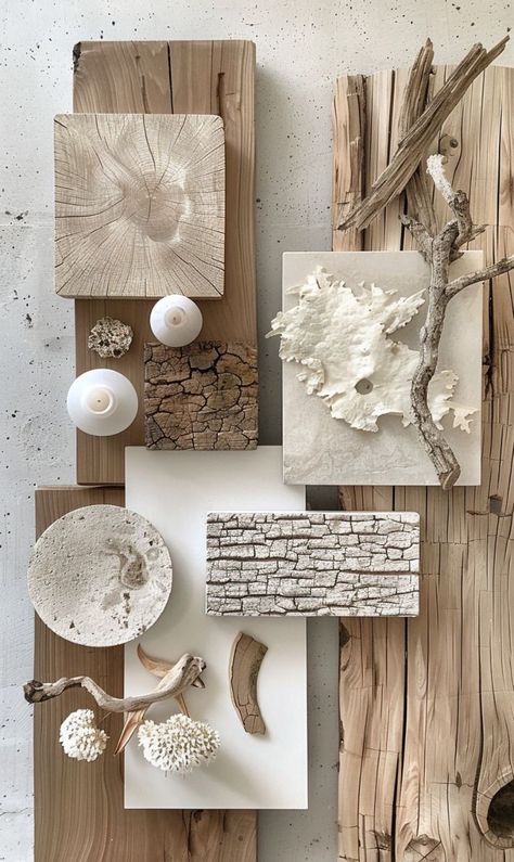 Wood Wall Texture Interior Design, Moodboard Materials Interior Design, Ibiza Interior Design, Natural Moodboard, Materials Board, Materials Board Interior Design, Sustainable Interior Design, Rustic Coastal, Material Board