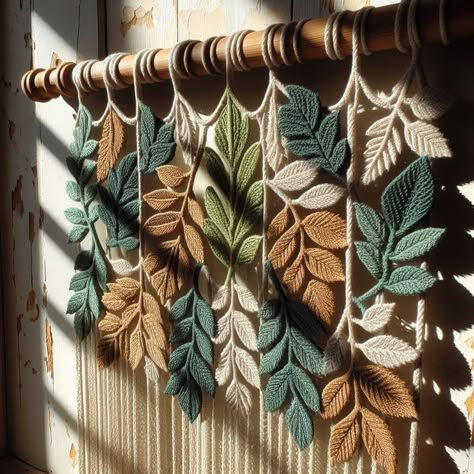 Macrame Bathroom Decor, Collar Embellishments, Colored Macrame, Macrame Wedding Decor, Macrame Leaves, Simpul Makrame, Pola Macrame, Curtain Bedroom, Macrame Plant Hanger Patterns