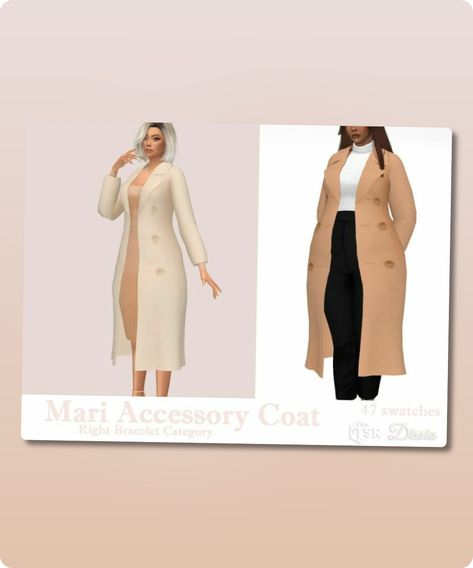 Sims 4 Clothing CC: Mari Accessory Coat By Dissia Sims 4 Cc Long Coat, Sims 4 Coat Accessory, Sims Tops, Sims 4 Cc Download, Cc Mods, Model Nails, Best Sims, Sims 4 Clothing, Sims 4 Cc