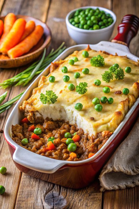 Hearty Vegan Shepherd's Pie Vegan Shepherd's Pie, Vegetarian Shepard’s Pie, Sweet Potato Sheppards Pie, Vegan Fajitas, Vegan Shepherds Pie, Canned Lentils, Shepherds Pie Recipe, Potato Toppings, Easy Pie Recipes