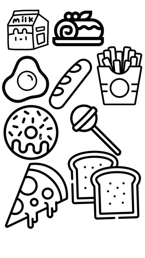 Cute Bread Drawings, Desenhos Para Pintar Aesthetic, Food Colouring Pages, Coloring Pages Food, Desain Buklet, Food Coloring Pages, Coloring Pages Inspirational, Love Coloring Pages, Hello Kitty Coloring