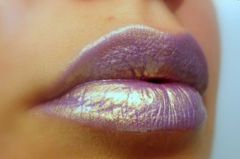 Look at this stuff, isn't it neat? You need it all to make your collection complete. Purple Lip Gloss, Fantasy Make-up, Holographic Lips, Blueish Purple, Glossier Lip Gloss, Purple Tone, Mermaid Halloween, Bottom Lip, Mermaid Makeup