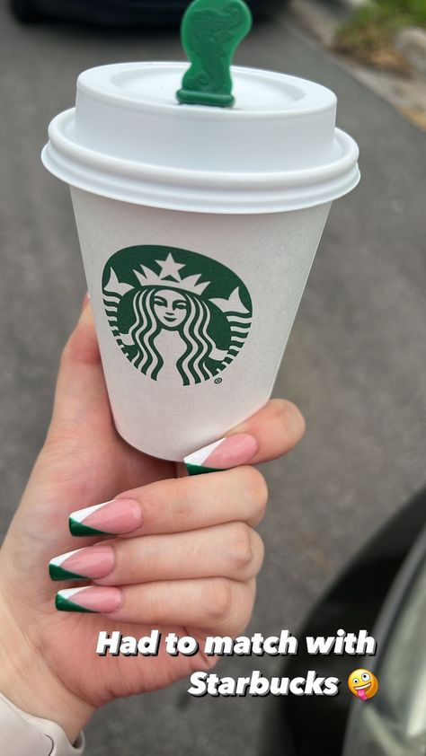 Starbucks Nail Art, Starbucks Nails Designs, Starbucks Nails, Corporate Aesthetic, Waterslide Decal Paper, Waterslide Paper, Disney Starbucks, Coffee Nails, Starbucks Green