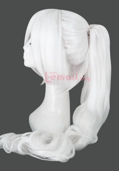 Grey Hair Rinse, White Hair With Black Tips, White Gray Hair Color, White Ponytail, White Wigs, Rwby Weiss, Κούρεμα Bob, White Wig, Long Ponytail