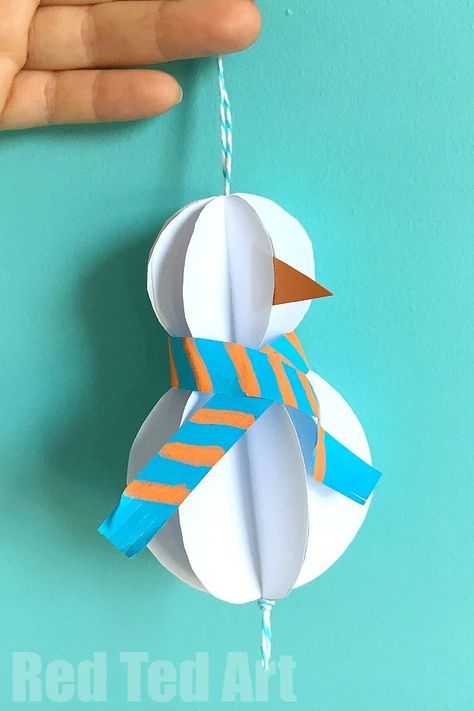 Snowman 3d, Paper Snowman, Diy Snowman Ornaments, Diy Schneemann, Snowman Crafts Diy, Winter Paper, Paper 3d, Paper Christmas Ornaments, Paper Craft Videos