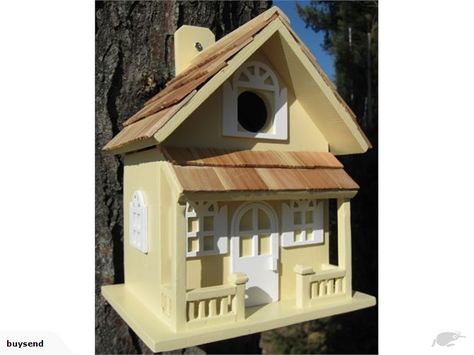 Country Cottage Yellow Birdhouse    Perfect to hang in the garden    Size 22cm by 18cm by 14cm    Ideal for any bird lovers    Colour yellow      Price includes... Cottage Birdhouse, Homemade Bird Houses, Nest Box, Bird House Plans, Bird House Kits, Bird Aviary, Bird Houses Painted, Birdhouse Designs, Decorative Bird Houses