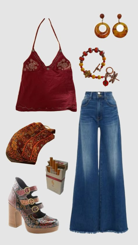 Daisy jones inspired outfit #outfitinspo #daisyjonesandthesix Womens 70s Outfit, Daisy Jones Outfit, 70s Clothing, 70s Inspired Fashion, Daisy Jones, 70s Outfits, 70’s Fashion, Hippie Outfits, Retro Outfits