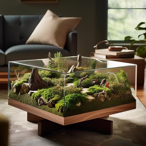 Terrarium Table, Moss Table, Tabletop Terrarium, Beautiful Terrariums, Indoor Jungle, Glass Top Table, Glass Table, Terrarium, Modern Furniture