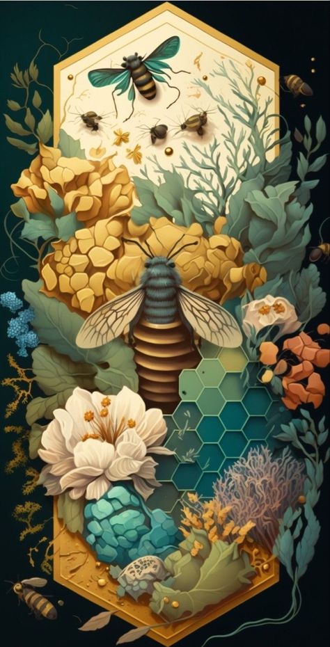 Bee Pictures, Diy Home Decor Ideas, Bee Art, Home Decor Projects, Bees Knees, Art And Illustration, Diy Home Decor Projects, Samhain, Cute Wallpaper Backgrounds