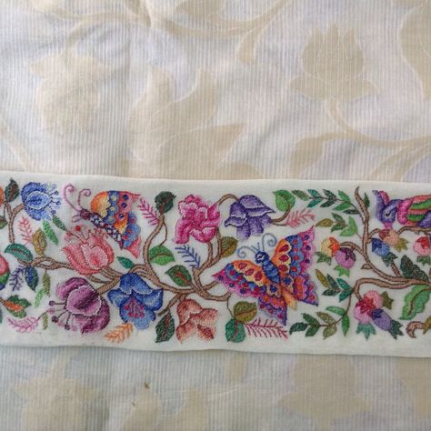 9.5 meter 4 inch wide petit point single thread handmade border Parsi Border Design, Petit Point Embroidery Saree, Petite Point Embroidery, Petitpoint Embroidery, Petit Point Embroidery, Sanjeev Kumar, French Knot Embroidery, Hand Embroidery Patterns Flowers, Ribbon Flower