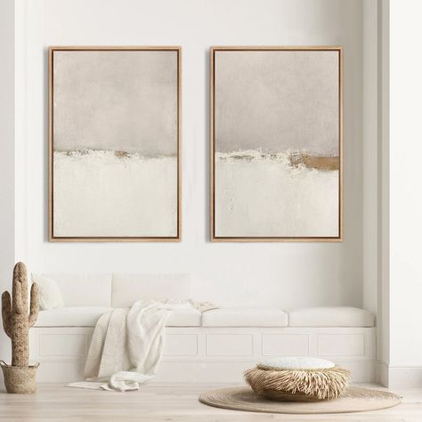 Grunge Landscape, Grey Beige Paint, Pastel Minimalist, Minimalist Landscape, Paint Strokes, Neutral Decor, Art Minimalist, Framed Canvas Wall Art, Landscape Prints