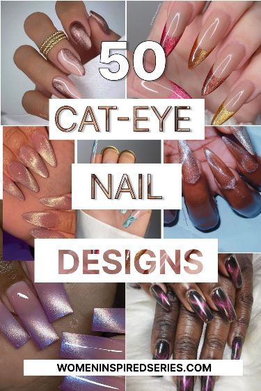 Summer Cat Eye Nails 2024, Summer Cats Eye Nails, Two Tone Cat Eye Nails, Black Cat Eye French Tip Nails, Pink Cats Eye Nails Design Ideas, Cat Eye French Tip Nails Almond, Cats Eye Nail Polish Gel, Spring Cat Eye Nails, Cat Eye Nail Polish Designs