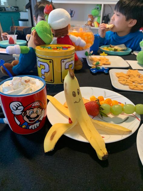 Had a Mario day with my sons. Started out with some fun breakfast. Mario Themed Breakfast, Mario Breakfast, Mario Day, Gaming Party, Fun Breakfast, Birthday Breakfast, Mario Birthday, Super Mario Art, Mario Art