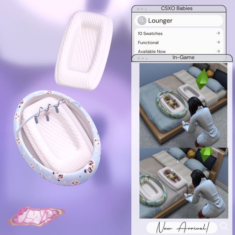 CeceSims XO — Baby Lounger 🍼 Sims 4 Infant Functional Toys, Sims 4 Cc Newborn Crib, Sims 4 Cc Newborn Bassinet, Baby Stuff Sims 4 Cc, Sims 4 Cars Free, Sims 4 Newborn Crib, Sims 4 Cribs Functional, Sims 4 Bassinet, Sims 4 Christmas Loading Screen