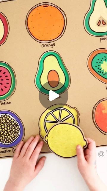 Fruits Art And Craft For Preschool, Fruit Crafts For Preschool, Fruits Activities For Preschool, Fruit Activities For Preschool, Fruit Crafts, Fruits For Kids, Messy Art, Diy Puzzles, Board For Kids